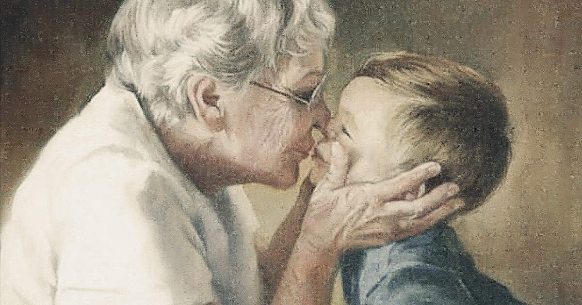 Бабушка и внук. Объятия бабушки и внука. Бабушка с внуками картина. Бабушка, дедушка и внуки в живописи. Лижет старой матери