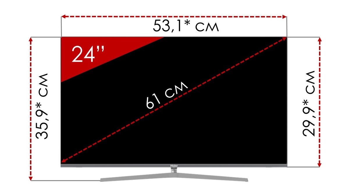 Схематическое изображение телевизора 24"