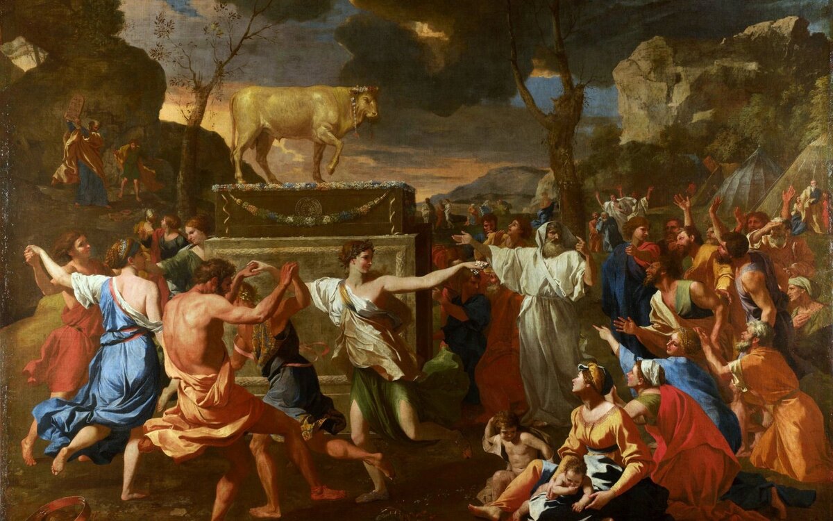 Пляски Вокруг Золотого Тельца (1634), автор картины - Пуссен Никола (1594 - 1623)