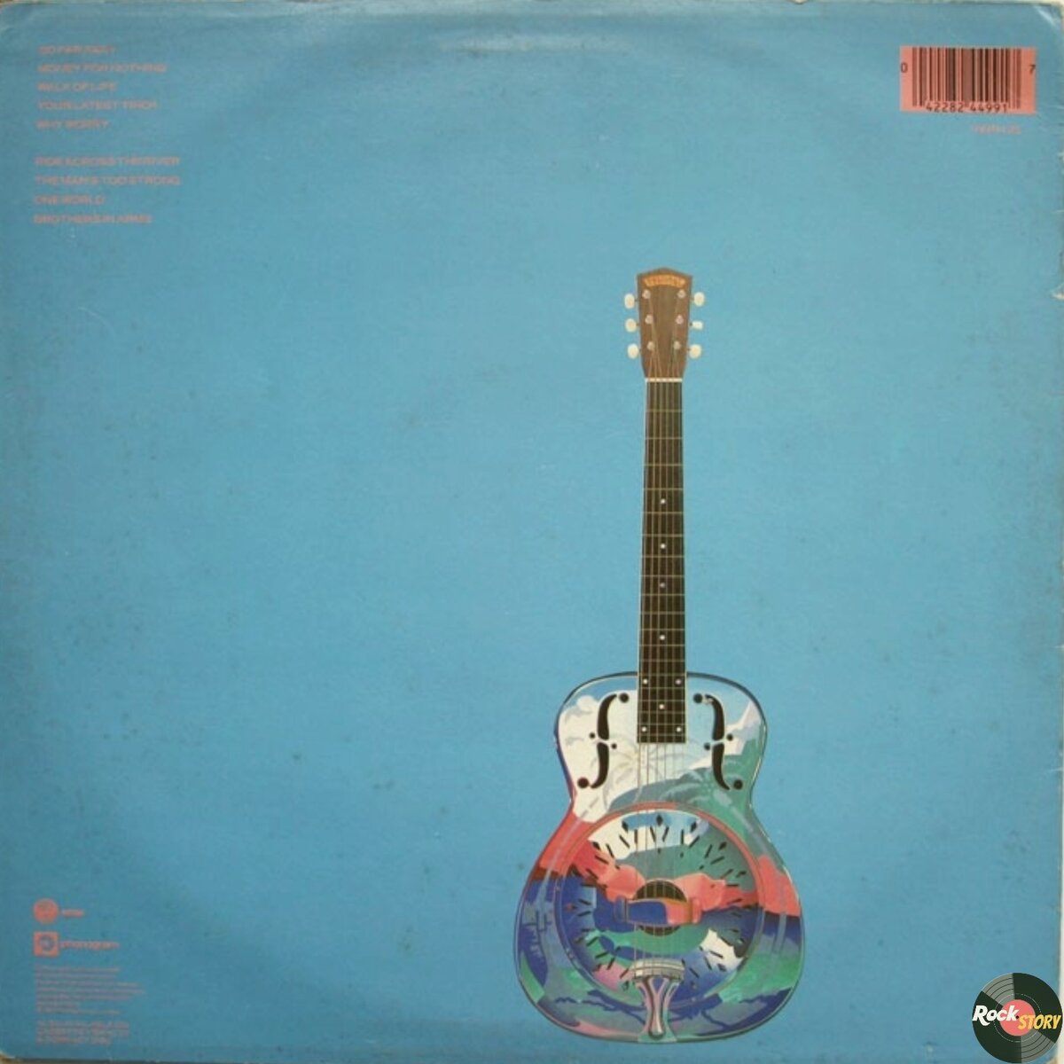 На фотографии: обратная сторона обложки альбома Brothers In Arms группы  Dire Straits