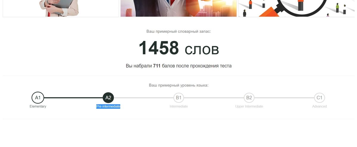 Результаты теста на словарный запас