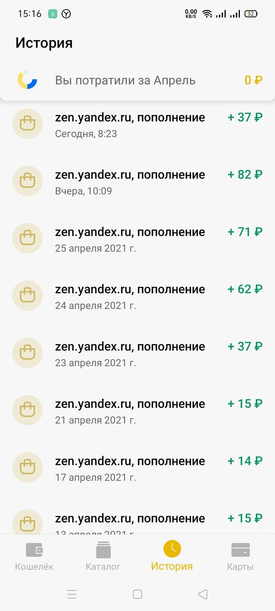 Часть выписки из кошелька