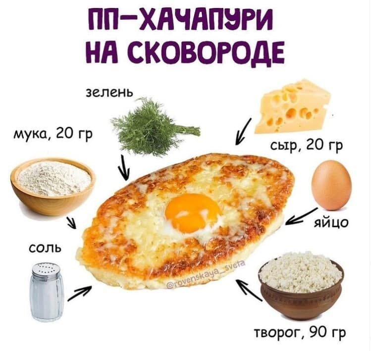 📍Вкусный завтрак/обед/ужин для худеющих - ПП-Хачапури на сковороде
КБЖУ на порцию: 301/29/13/16

Вкусно, быстро, и подходит в любое время суток!

• обезж.творог, 90 гр
• яйцо
• мука, 20 гр (я беру обычно ржаную, но подойдёт любая)
• соль, специи
• зелень
• сыр, 20 гр
⠀
▫️Отделяем белок от желтка.
▫️Растираем вместе творог, муку, белок, соль, специи и зелень.
▫️Выкладываем получившуюся массу в форме лодочки на сковороду.
▫️Делаем в середине отверстие для желтка.
▫️Когда одна сторона обжарится до румяной корочки, переворачиваем
▫️Выкладываем в отверстие желток.
▫️Посыпаем всё тертым сыром. И под крышку на 3 минуты, готово!

Приятного аппетита!

#завтрак #обед #ужин