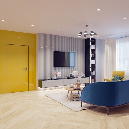 Скрытая дверь с отделкой, глухая, эмаль глянцевая,  с сайта doors-4u.ru