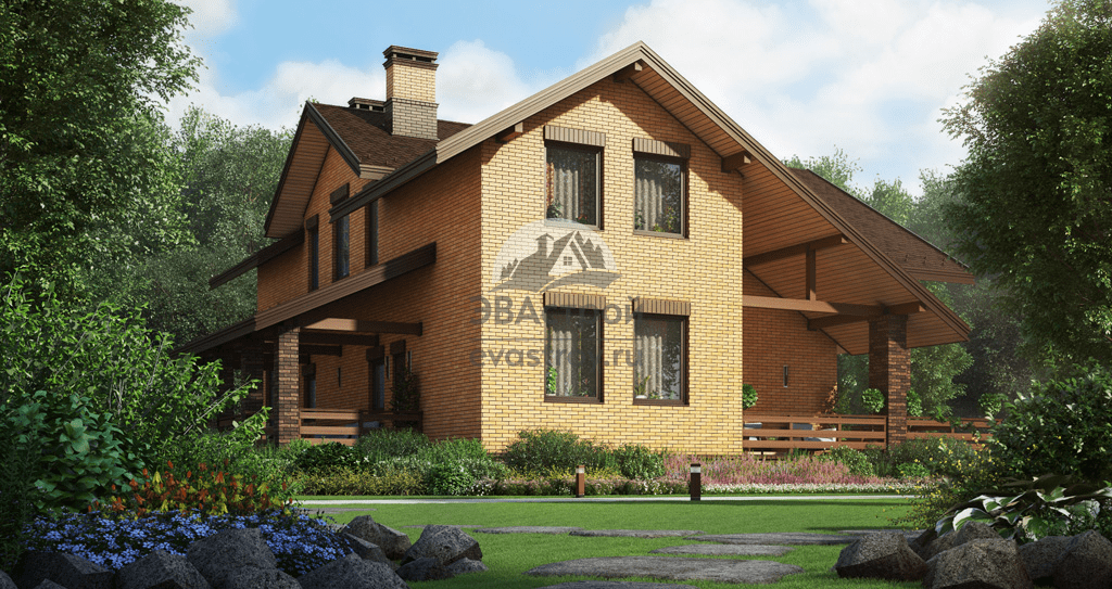 Проект двухэтажного дома 385 м2 с цокольным этажом, балконом и террасой - 101-49