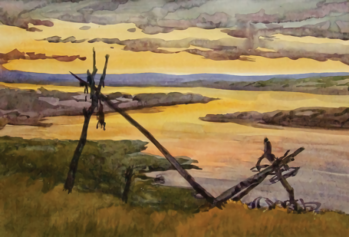 Река Щучья  (1996. Бумага, акварель. 30x42. Фонд Таймырского Дома народного творчества)