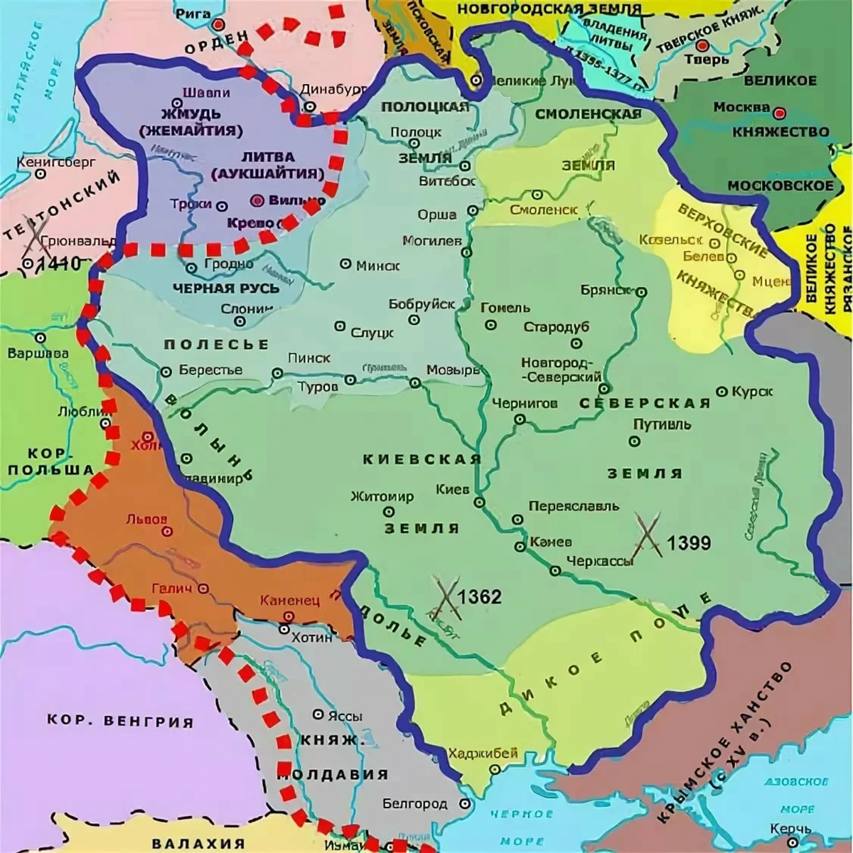 Русско литовское княжество. Великое княжество Литовское на карте 13 века. Великое княжество Литовское в 15 веке карта. Карта Великого княжества литовского в 14 веке. Великое княжество Литовское на карте 15 века.