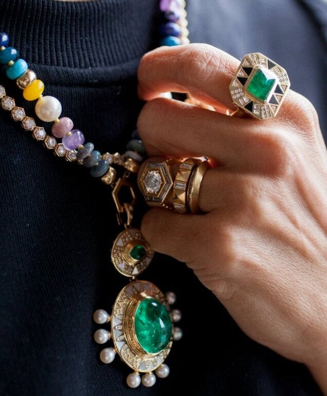 "Радужное" колье и кольца