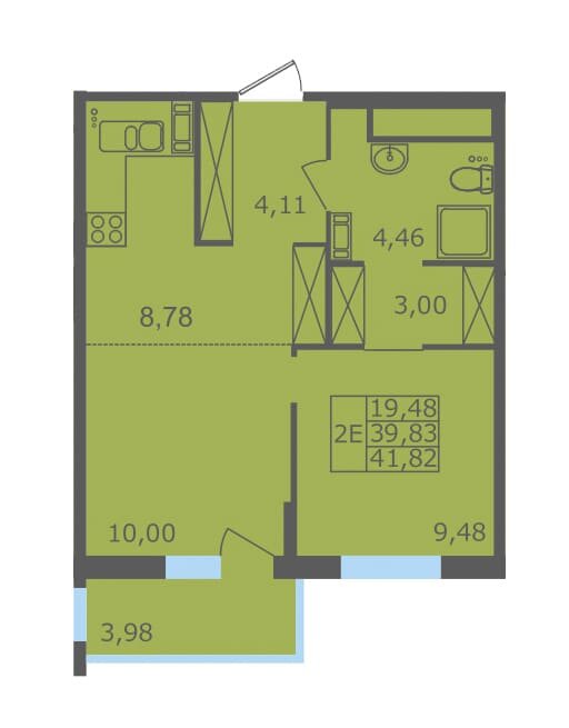 Пример евро-планировки: ЖК "Северный квартал". Жилой дом №2, квартира №148. 