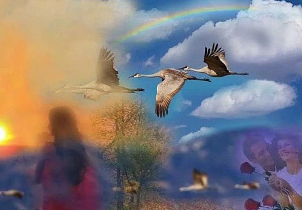 Песня пусть пройдут года пройдут века. Живопись птицы улетают. Журавль в небе. Птица улетает в небо. Птица души.