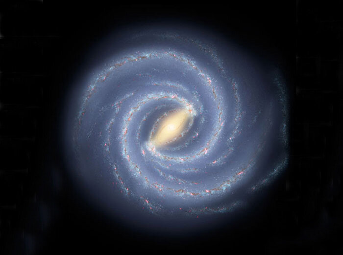 Рисунок показывает галактику Млечный Путь. Научные данные показывают, что в центре Млечного Пути находится сверхмассивная черная дыра.