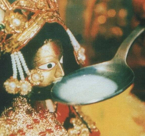 индийская статуя пьёт молоко