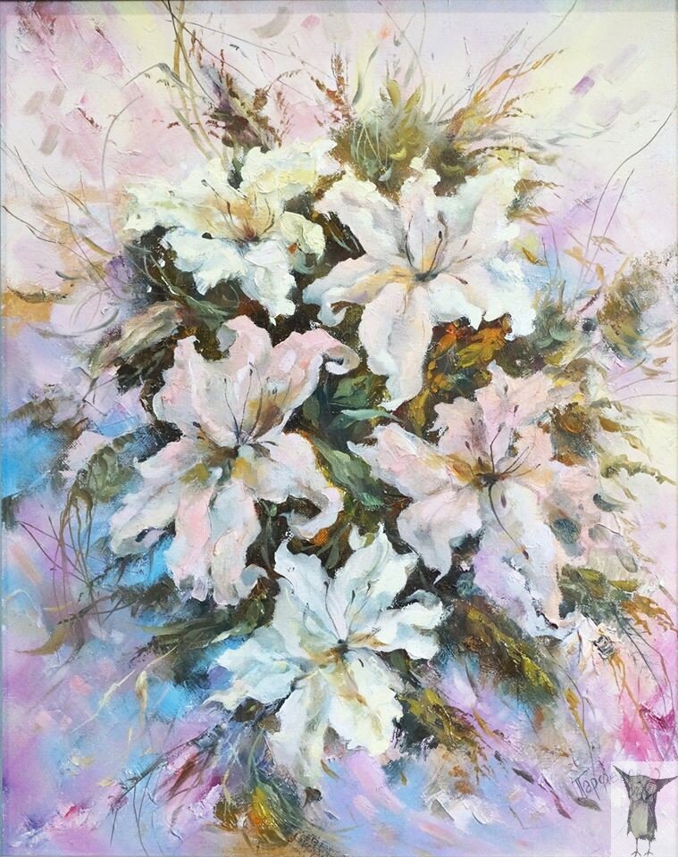 Олег Парфёнов Лилии 50×40 хм 2018 г — 16 000