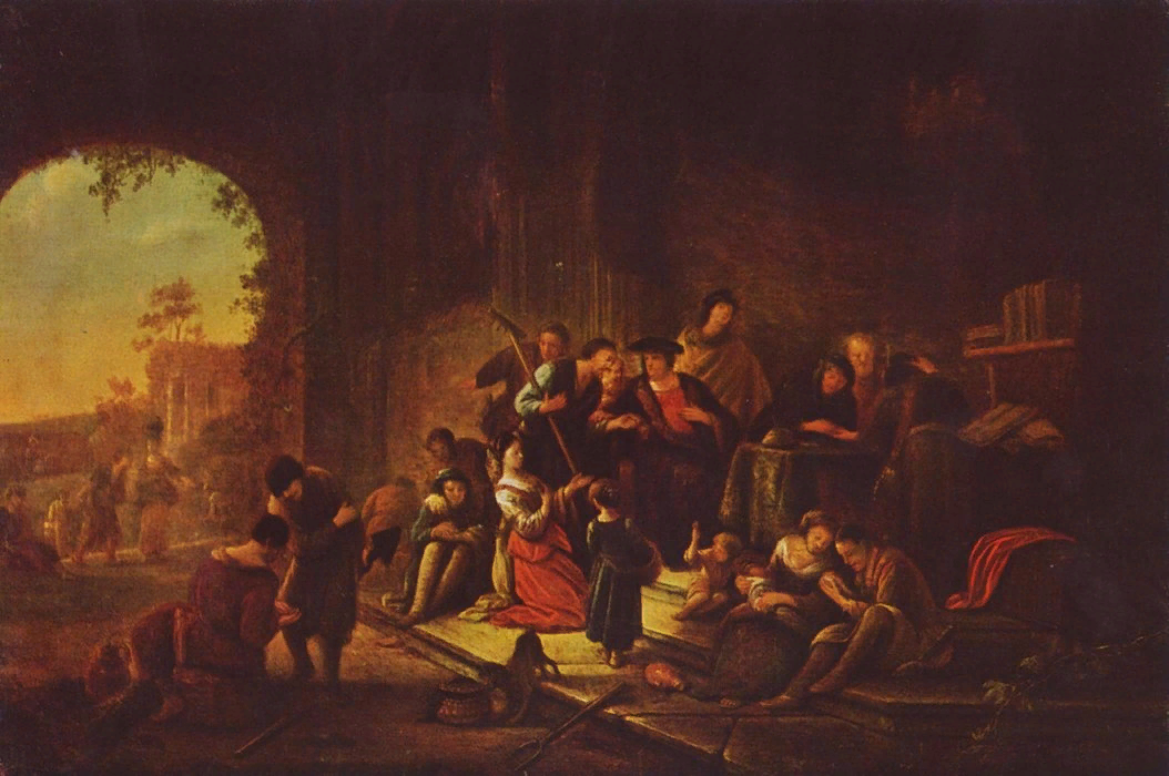 Якоб Виллем де Вет Старший. Современник и соотечественник Рембрандта. https://artsdot.com/ADC/Art.nsf/O/9EDF39/$File/Jacob_Willemsz_De_Wet-Gleichnis_Von_Den_Arbeitern_Im_Weinberg.JPGСмысловой центр его картины так же сосредоточен на мудром хозяине виноградника.