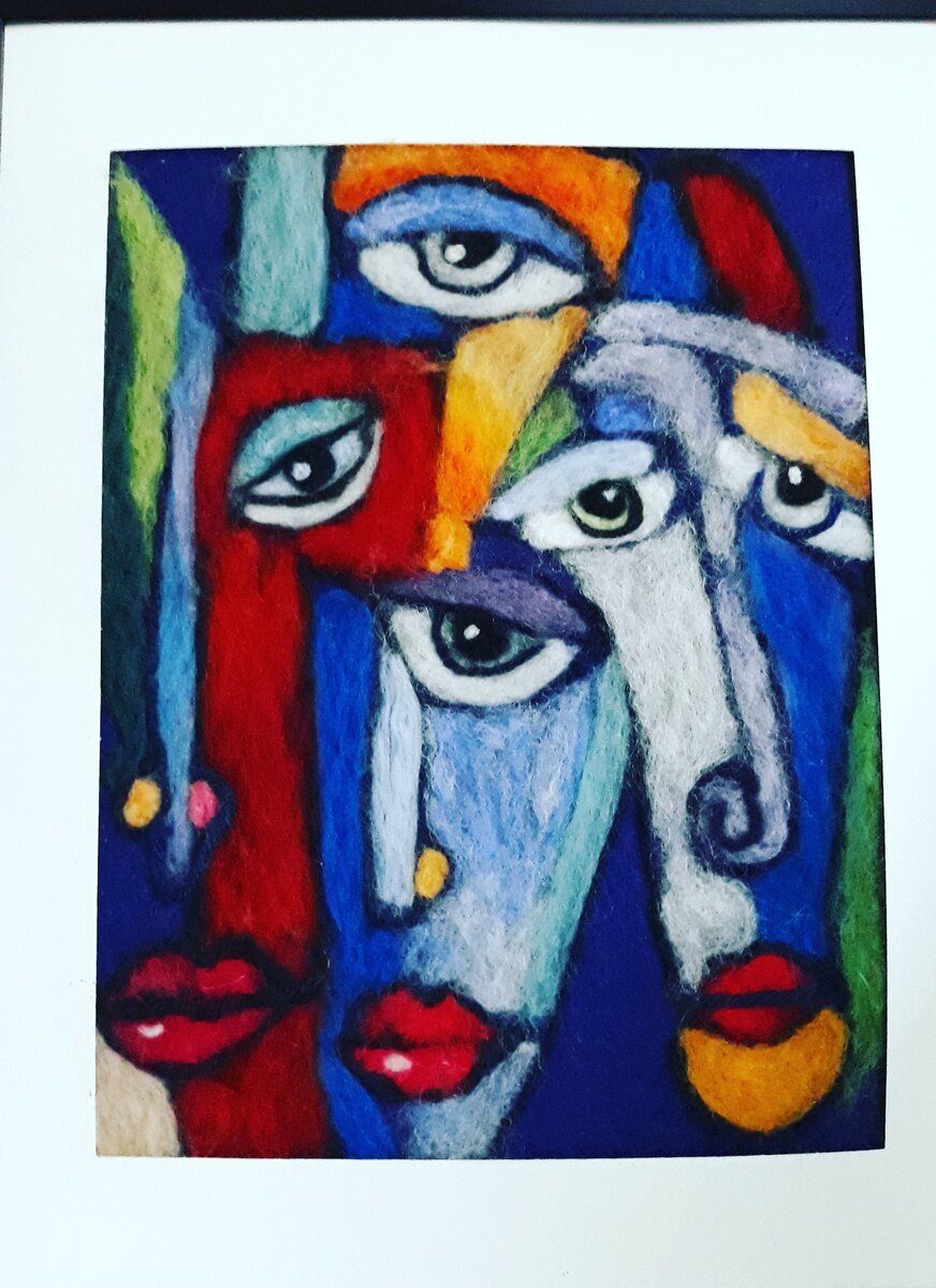 Эмоции выраженные в  картине шерстью. Арт-терапия