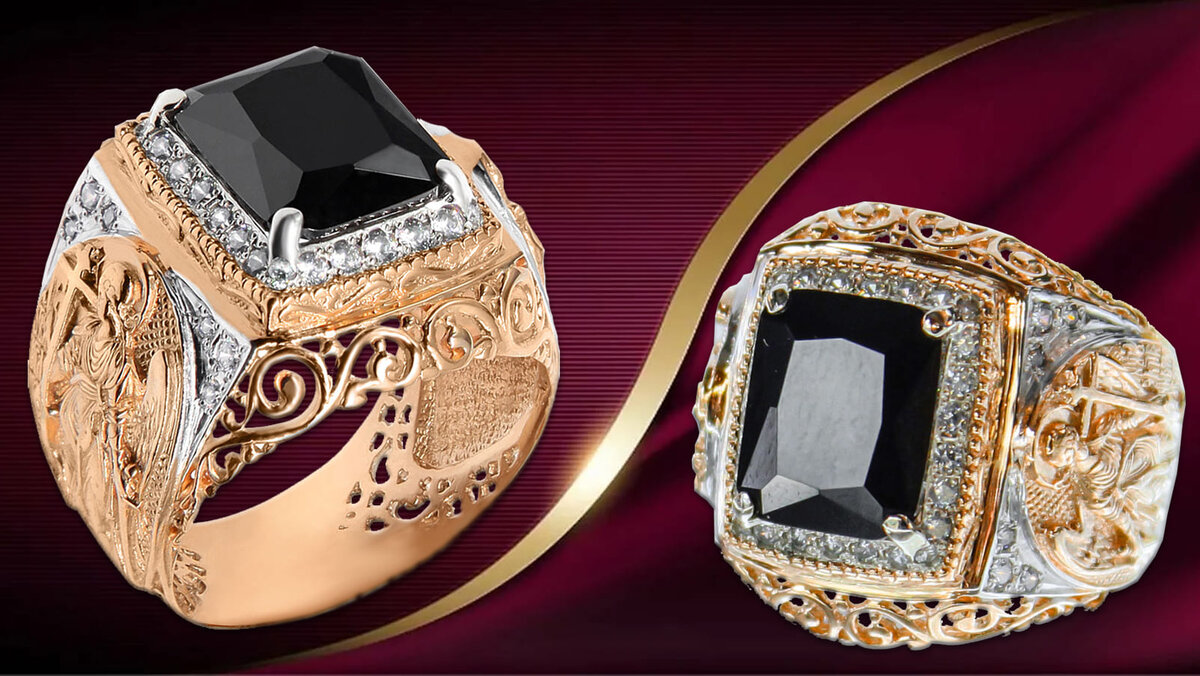 Мужская золотая печатка перстень Маршал KM-141/2-z-fianit