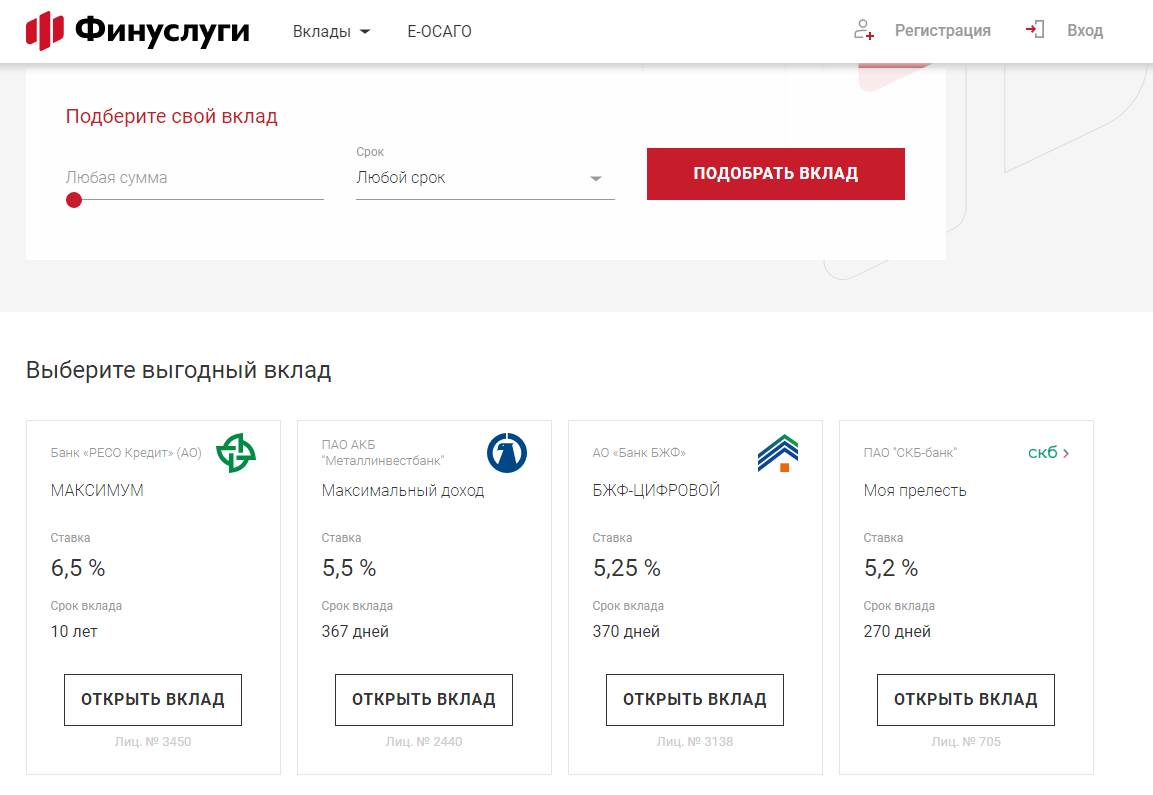 Финуслуги вклады выгодные проценты по вкладам физических