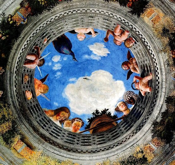 Andrea Mantegna “Camera degli Sposi” fresco 1465-1474 (ceiling detail) Palazzo Ducale, Mantua. Wikipedia