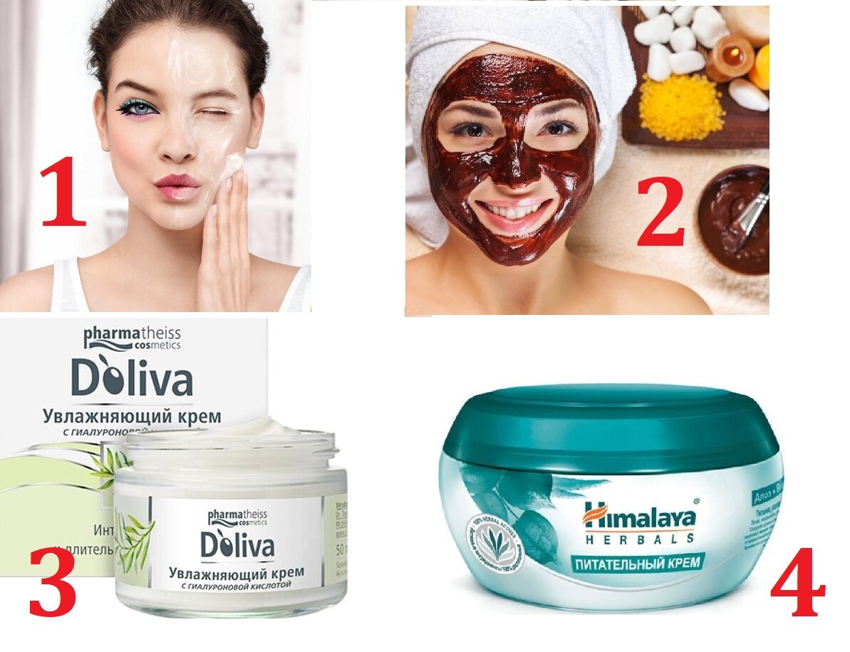 Этапы утреннего и вечернего ухода за кожей лица. Секреты кореянок. Иллюстрация на основе фото из свободных источников.