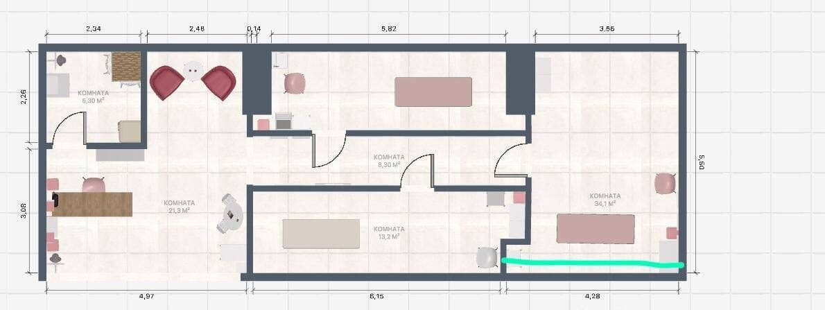 Это первоначальная планировка студии красоты