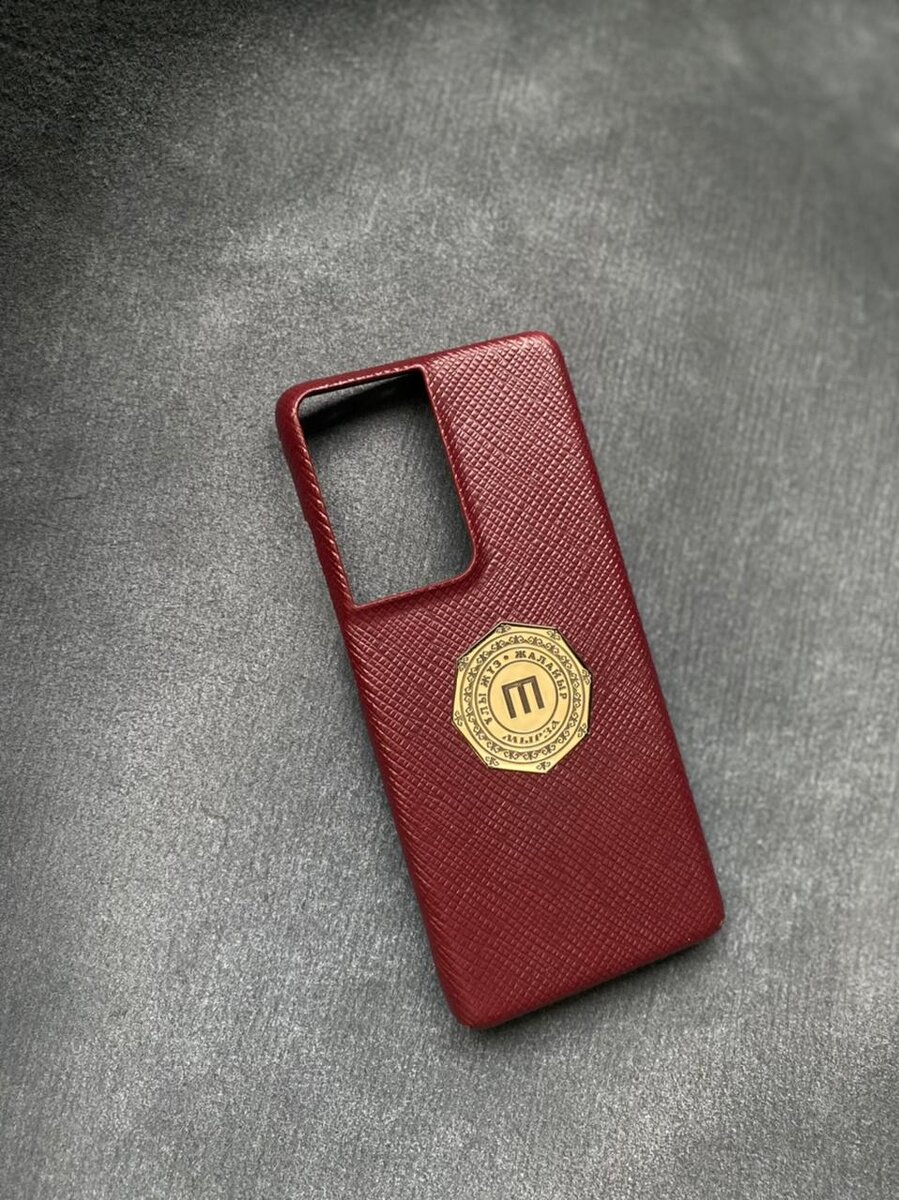 Красный кожаный чехол с бронзовым логотипом Mobcase 1532 для Samsung Galaxy S21 Ultra