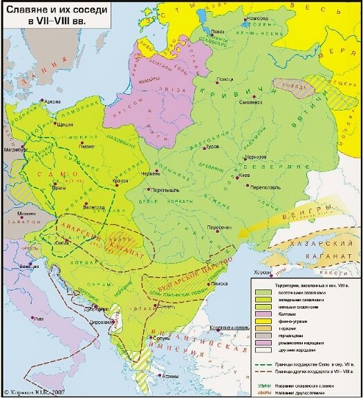 Карта восточнославянских племен