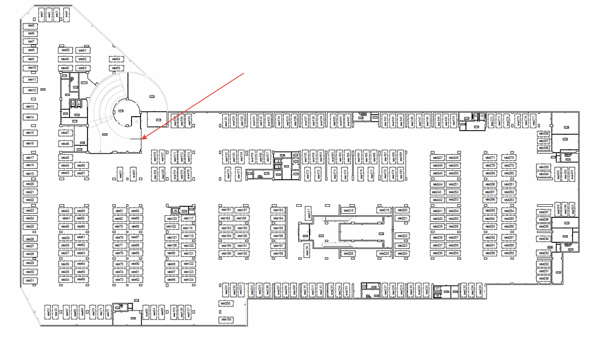 Типичный пример парковки, где стрелкой показан заезд автомобилей. Прямоугольники с номерами - это машино-места