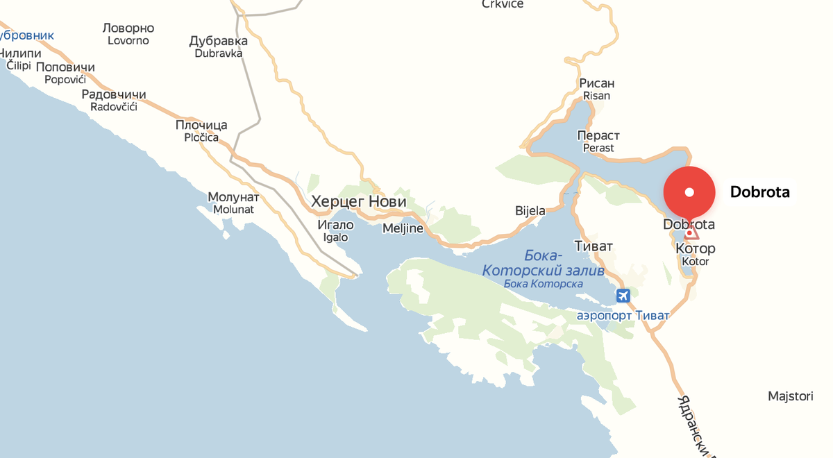 Расположение поселка Доброта