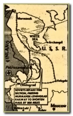 Надпись [СОВЕТСКИЕ ВЛАСТИ ВЕРНУЛИ ЭТОТ УЧАСТОК, ОСВОБОДИВ МУРМАНСКО-ЛЕНИНГРАДСКУЮ ЖЕЛЕЗНУЮ ДОРОГУ НА РАССТОЯНИЕ 800 МИЛЬ.]