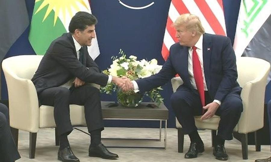 Дональд Трамп встретился с президентом Курдского регионального правительства Ирака Нечирваном Барзани на полях 50-й ежегодной встречи Всемирного экономического форума в Давосе, Швейцария, 22 января.