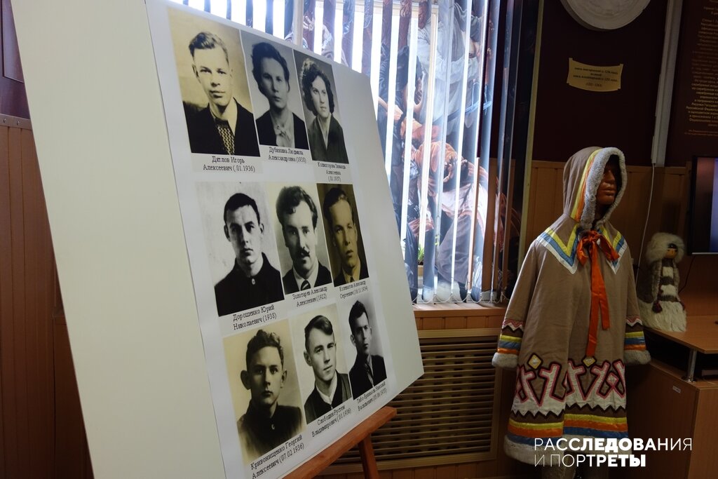 Открывается экспозиции с галереи портретов участников группы Дятлова.