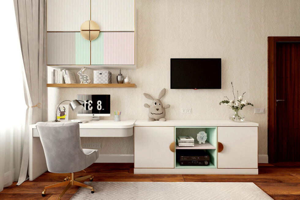 Мебель для учебной и TV-зоны в детской комнате