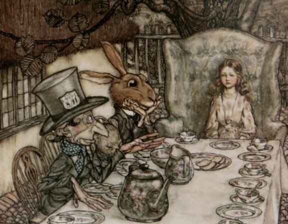 Иллюстрация Артура Рекхема к книге "Приключения Алисы в стране чудес"