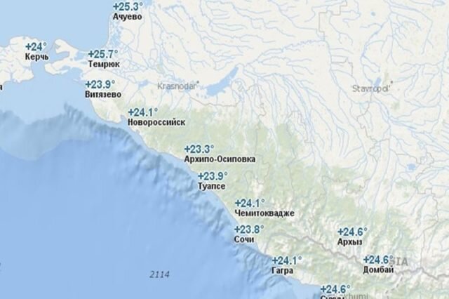 Температура воды в сочи завтра