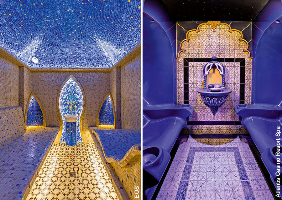 Хаммам, созданный компанией «EOC Премиум-СПА-Технологии» (слева), отличается изысканностью и дарит наслаждение ценителям восточной роскоши.