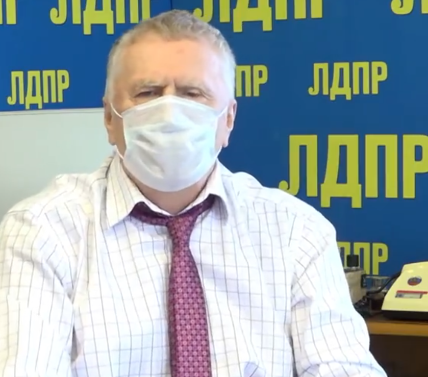 Даже ради своего телеобращения Владимир Вольфович не стал снимать маску. Кадр из эфира ЛДПР ТВ