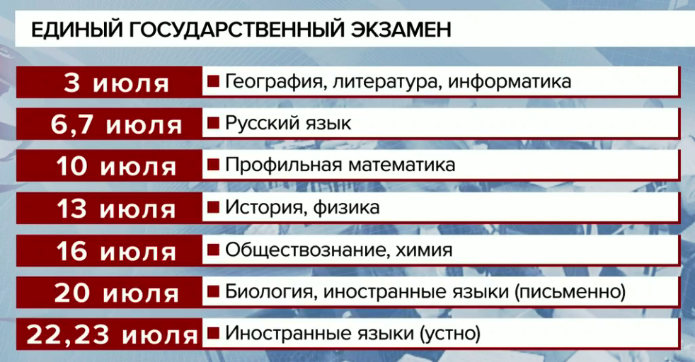 Расписание ЕГЭ. Заскринила из новостей. 