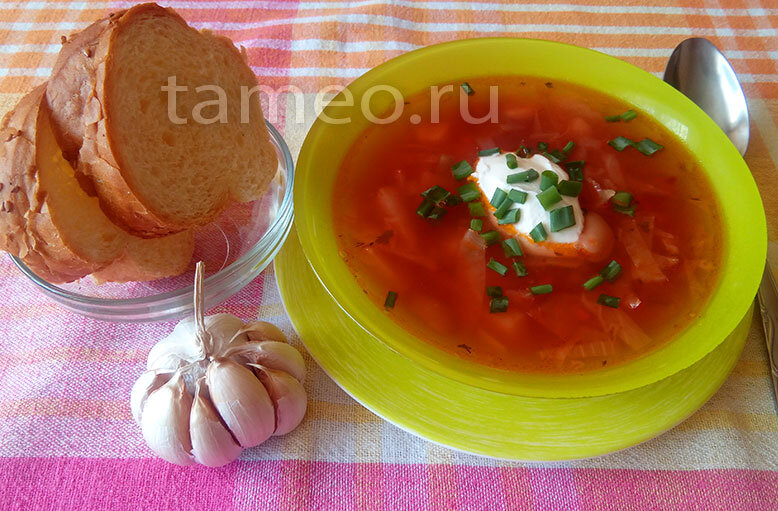 Постный борщ с фасолью