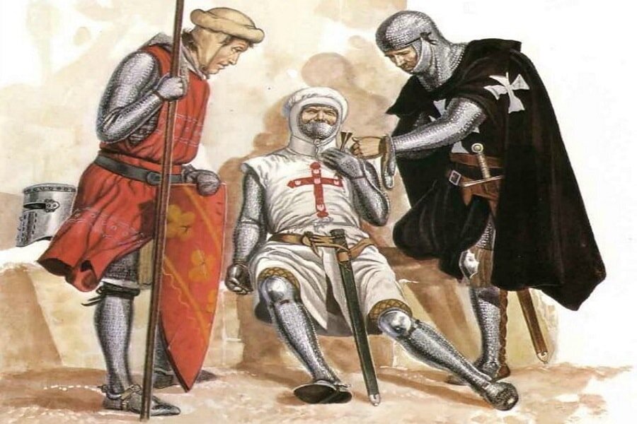 Госпитальер помогает рыцарю