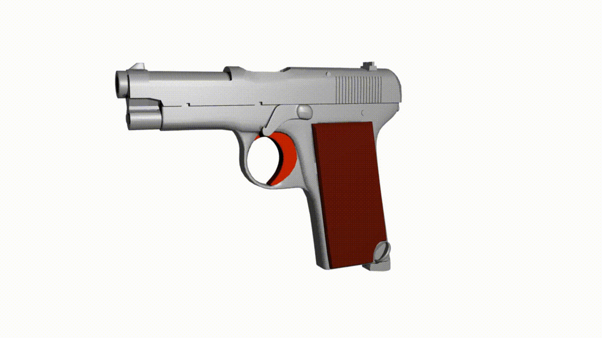 Схема работы автоматики пистолета Beretta M1915