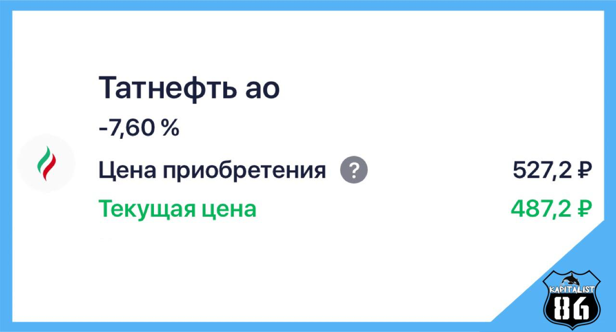Акции Татнефть стоимость в моем портфеле