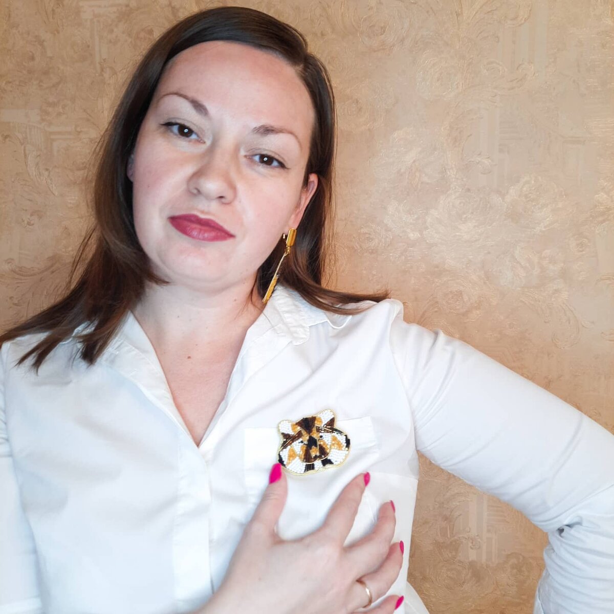 Одна из моих работ брошь Тигр