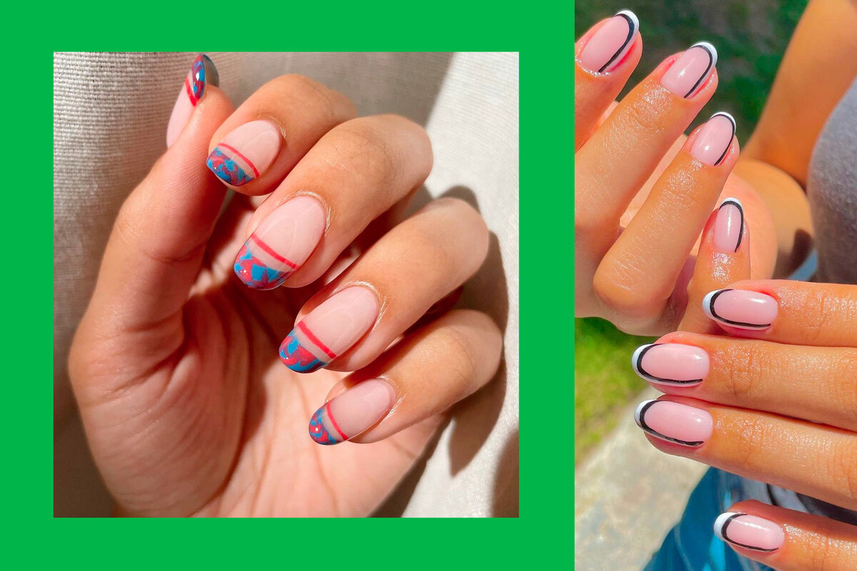     Двойной френч: 5 стильных идей маникюра с разноцветными кончиками