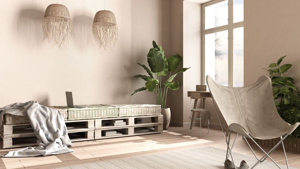 Использование деревянных поддонов в интерьере