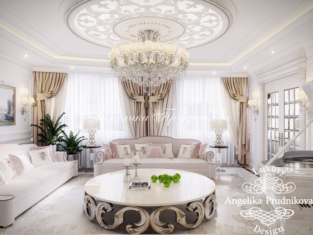 На фото: Светлая гостиная в квартире в ЖК «Розмарин»