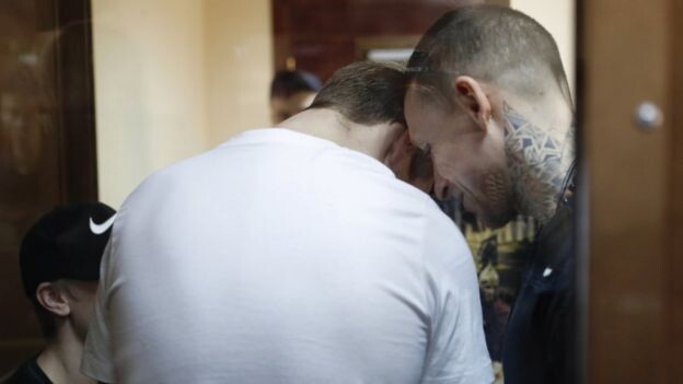 Кокорин и Мамаев во время приговора в Пресненском суде