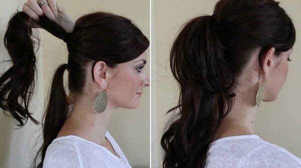 Результат прически с двойным хвостом