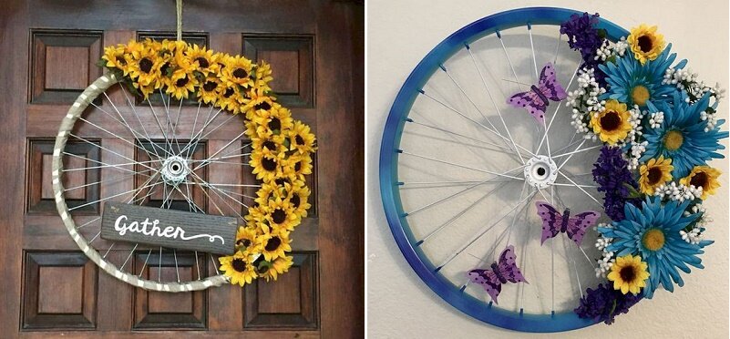Идеи использования велосипедных колёс в домашнем интерьере и на даче фото и рекомендации