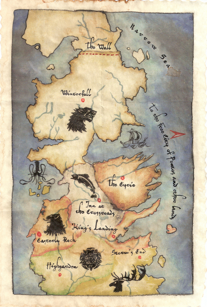 Карта Семи королевств (Королевская Гавань-king's landing)