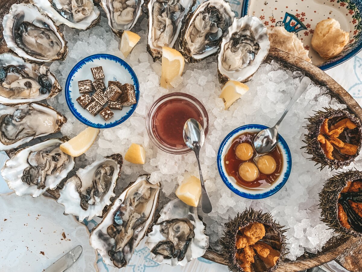 Вкусная пища морской столовой